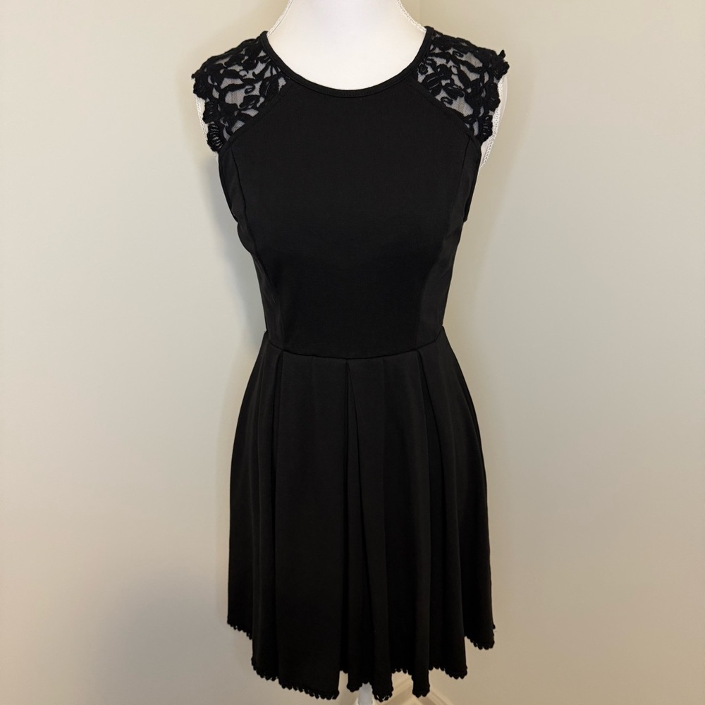 Altar’d State Fit and Flare Lace Sleeve Black Dress